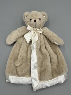 Bearington Baby Bear Lovey Plush Satin Security Blanket Edgehill Collection